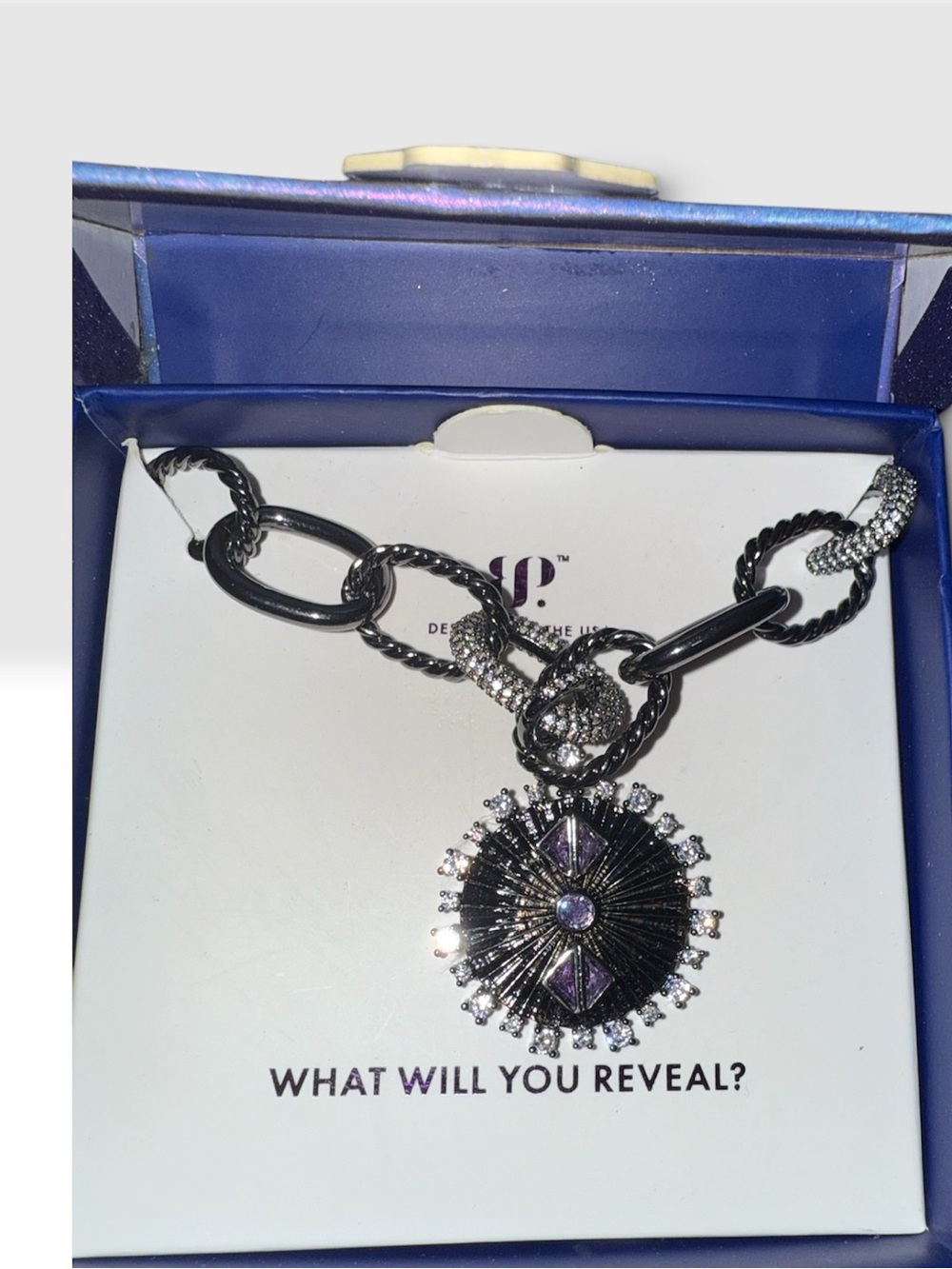 Bomb party Hematite-Plated Amethyst Pendant Necklace - Gray
